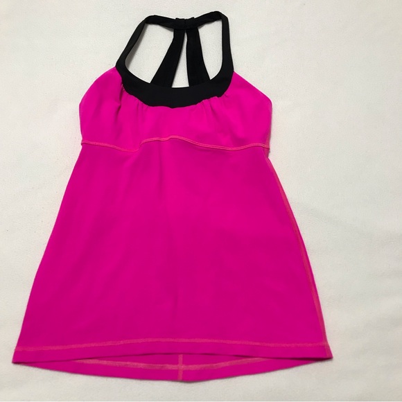 lululemon athletica Tops - Lululemon hot pink black Scoop Me Up tank top 6